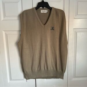Vintage Sedgefield Sweater Vest Mens 2XL Beige V Neck Golf Embroidered Crest USA